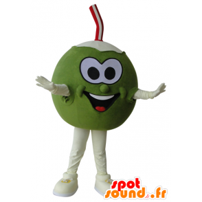 Gigante di cocco mascotte, verde e bianco - MASFR032189 - Mascotte di cibo