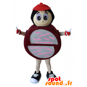 Round snowman mascot, red and gray - MASFR032195 - Human mascots