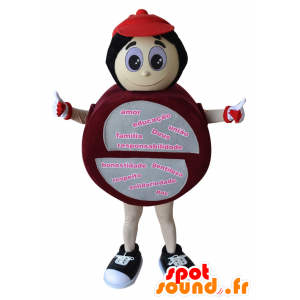 Tondo pupazzo mascotte, rosso e grigio - MASFR032195 - Umani mascotte