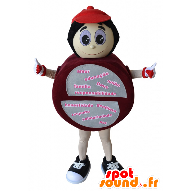 Mascotte de bonhomme rond, rouge et gris - MASFR032195 - Mascottes Homme