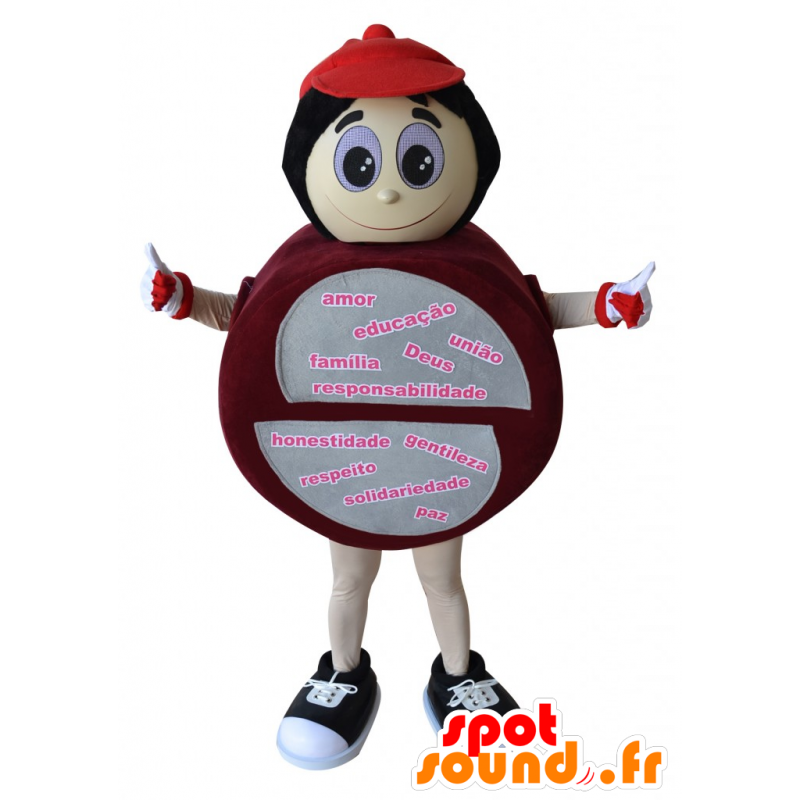 Rodada boneco mascote, vermelho e cinza - MASFR032195 - Mascotes homem