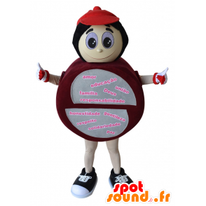 Round snowman mascot, red and gray - MASFR032195 - Human mascots