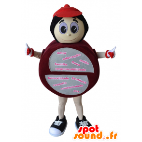 Tondo pupazzo mascotte, rosso e grigio - MASFR032195 - Umani mascotte