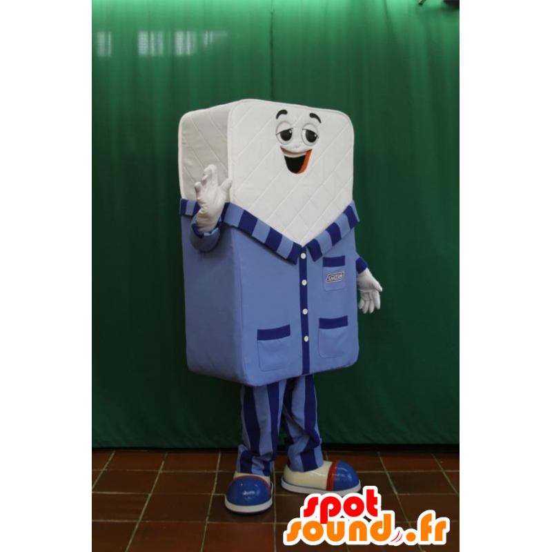 White mattress mascot dressed giant pajamas - MASFR032196 - Mascots of objects