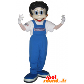 Boy mascot dressed in blue overalls - MASFR032197 - Mascots boys and girls