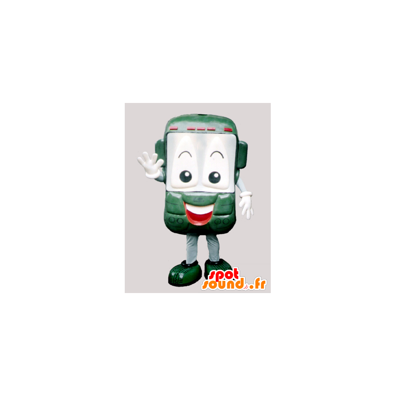 Zelený mobilní telefon a usmívá se maskot - MASFR032200 - Maskoti telefony