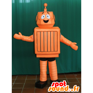 Mascotte arancione e nero del robot, simpatico e sorridente - MASFR032202 - Mascotte non classificati