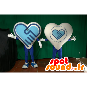 Giganten hjerte maskot, blått og hvitt. fargerik Hjerte - MASFR032205 - Ikke-klassifiserte Mascots