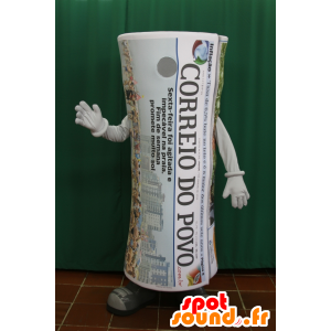 Jornal enrolado mascote, gigante. papel de jornal - MASFR032206 - objetos mascotes