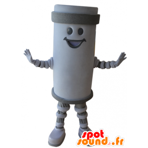 Mascot giant battery, white and gray, smiling - MASFR032207 - Mascots of objects