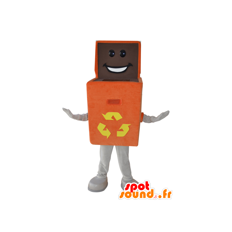 Caixa mascote laranja. reciclagem Tipper Mascot - MASFR032208 - objetos mascotes