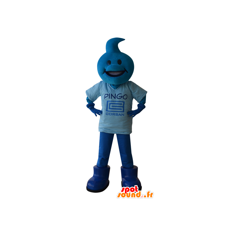 Blue snowman mascot head with teardrop - MASFR032209 - Human mascots