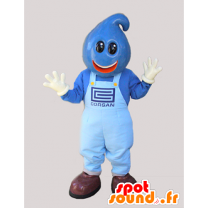 Mascotte de bonhomme bleu avec la tête en forme de goutte - MASFR032210 - Mascottes Homme