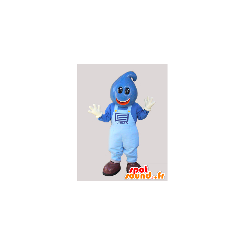 Mascotte de bonhomme bleu avec la tête en forme de goutte - MASFR032210 - Mascottes Homme