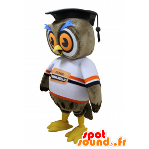 Brązowy sowa maskotka z toczek nowego absolwenta - MASFR032212 - ptaki Mascot