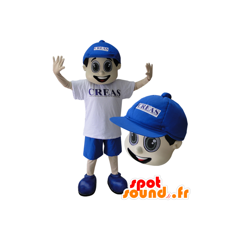 Mascotte de garçon, d'adolescent souriant, avec une casquette - MASFR032215 - Mascottes Garçons et Filles