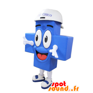 Mascotte blu croce, gigante e sorridente - MASFR032220 - Mascotte non classificati