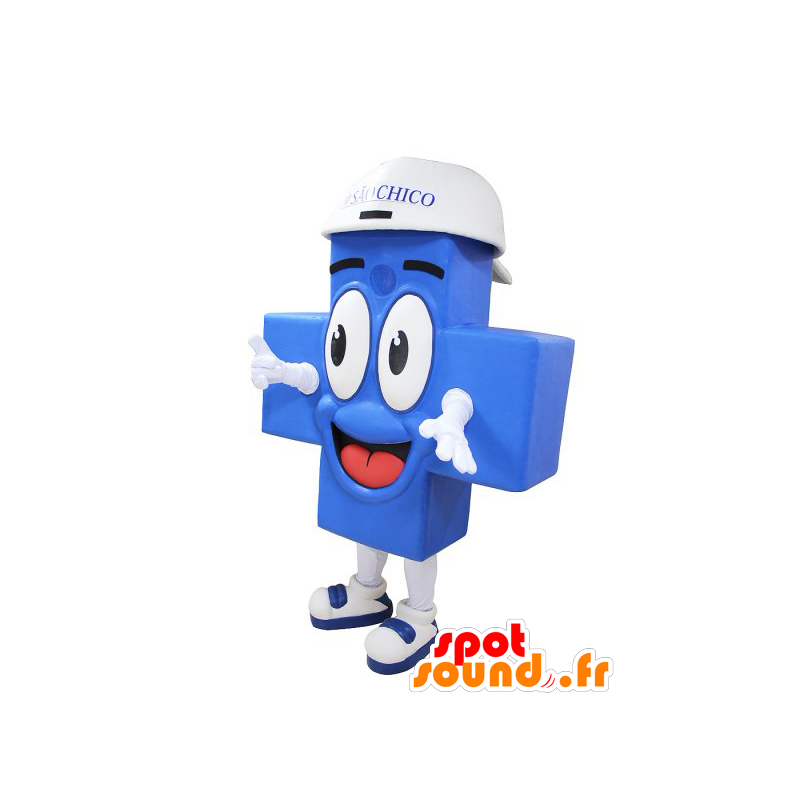 Mascotte blu croce, gigante e sorridente - MASFR032220 - Mascotte non classificati