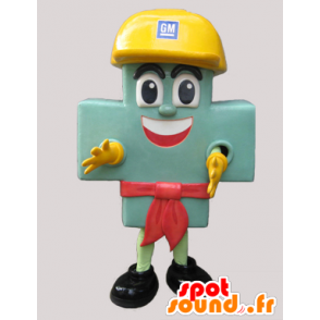 Mascotte de croix verte, géante, avec un casque jaune - MASFR032221 - Mascottes non-classées