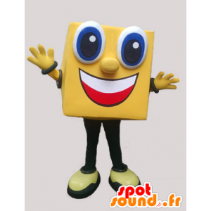 Gelb Schneemann Maskottchen, Quadrat und lächelnd - MASFR032222 - Menschliche Maskottchen