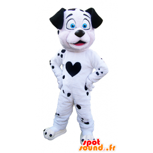 Hvid og sort hundemaskot. Dalmatisk maskot - Spotsound maskot