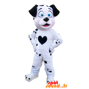 Hvid og sort hundemaskot. Dalmatisk maskot - Spotsound maskot