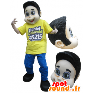 Boy mascotte, bruin gekleed in geel en blauw tiener - MASFR032227 - Mascottes Boys and Girls