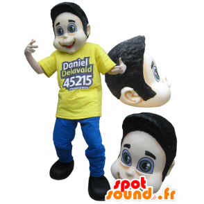 Boy mascot, brown dressed in yellow and blue teenager - MASFR032227 - Mascots boys and girls