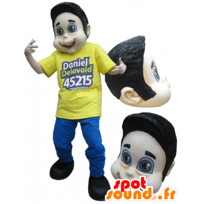 Boy mascotte, bruin gekleed in geel en blauw tiener - MASFR032227 - Mascottes Boys and Girls