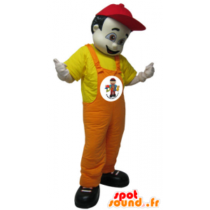 Mascot homem moreno, de macacão. Hotel Mascot - MASFR032228 - Mascotes homem