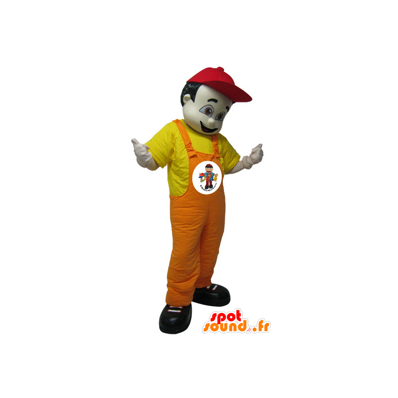 Mascotte donkere man in een overall. Mascot hotel - MASFR032228 - man Mascottes