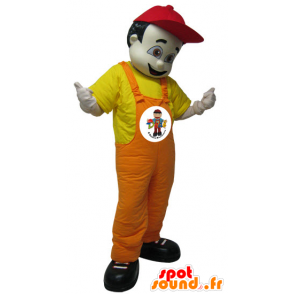 Mascot uomo scuro in tuta. mascotte dell'hotel - MASFR032228 - Umani mascotte