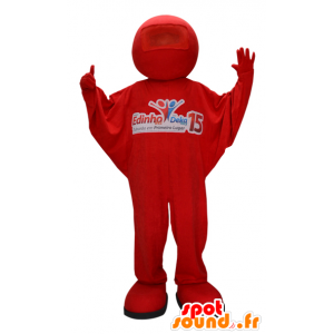 Röd snögubbe maskot. Maskot i röd jumpsuit - Spotsound maskot