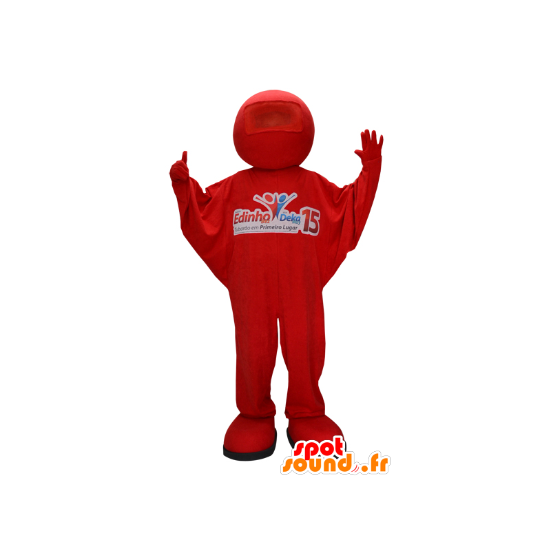 Rød snemand maskot. Maskot i rød jumpsuit - Spotsound maskot
