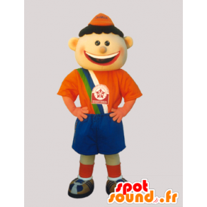 Boy Maskottchen, gekleidet in orange und blau Fußballer - MASFR032231 - Maskottchen-jungen und Mädchen