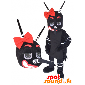 Riese Moskito Maskottchen, schwarz, weiß und rot - MASFR032232 - Maskottchen Insekt