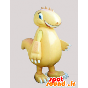 Żółty dinozaur maskotka, olbrzym, uśmiechając - MASFR032235 - dinozaur Mascot