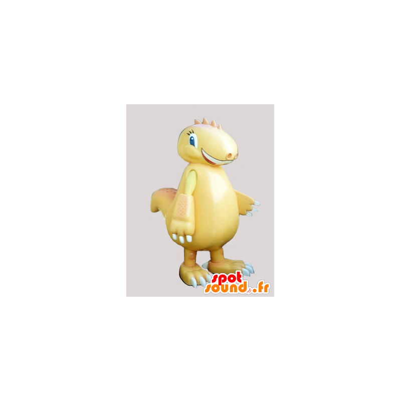 Mascota del dinosaurio amarillo, gigante, sonriendo - MASFR032235 - Dinosaurio de mascotas