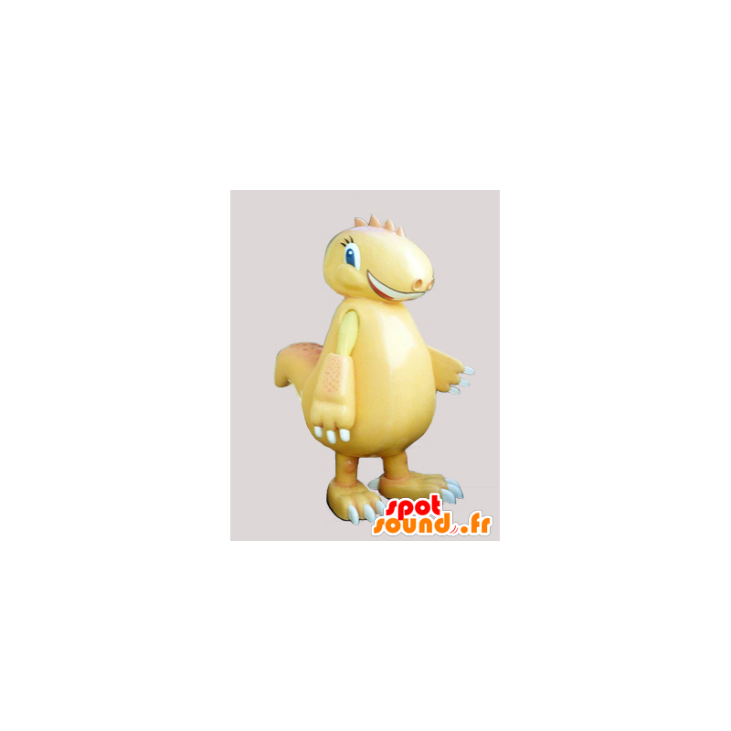 Mascote dinossauro amarelo, gigante, sorrindo - MASFR032235 - Mascot Dinosaur