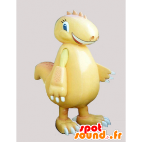 Mascota del dinosaurio amarillo, gigante, sonriendo - MASFR032235 - Dinosaurio de mascotas