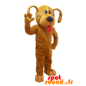 Maskottchen Hund, brauner Hund mit roter Zunge - MASFR032236 - Hund-Maskottchen