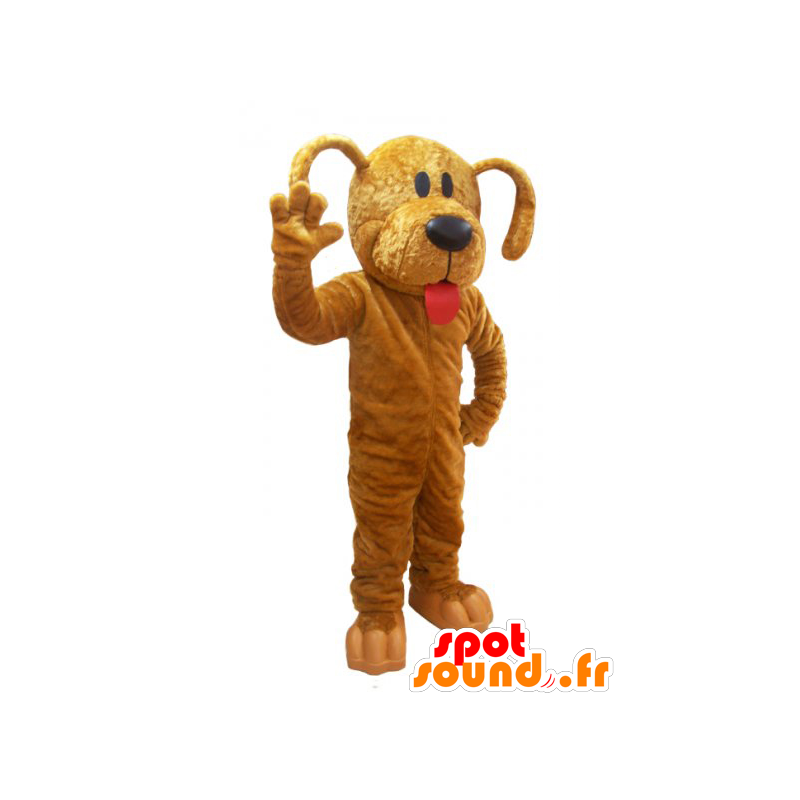 Mascotte hond, bruine hond met rode tong - MASFR032236 - Dog Mascottes