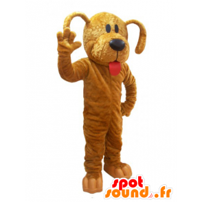 Maskot pes, hnědý pes s červeným jazykem - MASFR032236 - psí Maskoti