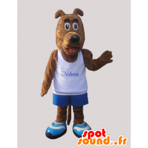 Brun hundemaskot klædt i sportsbeklædning - Spotsound maskot
