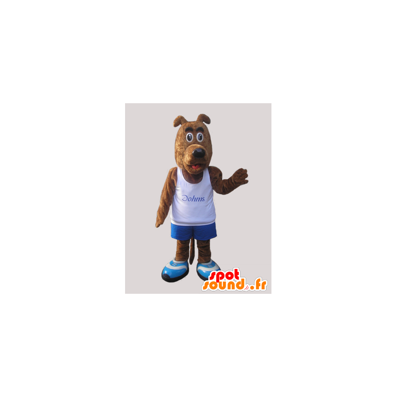 Braun Maskottchen Hund in Sportkleidung gekleidet - MASFR032237 - Sport-Maskottchen