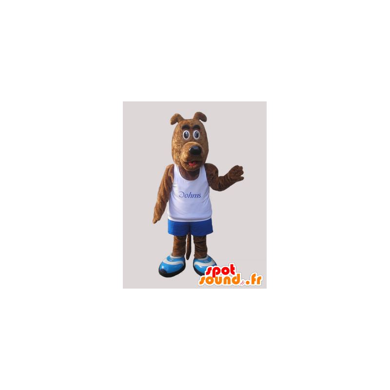 Brown dog mascot dressed in sportswear - MASFR032237 - Sports mascot