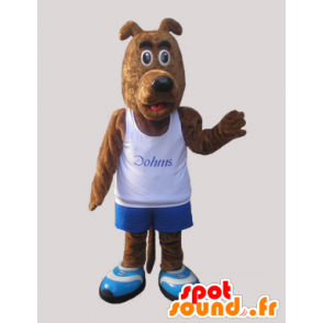 Bruine hond mascotte gekleed in sportkleding - MASFR032237 - sporten mascotte