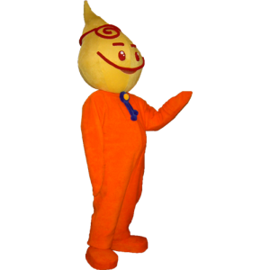 Maskot žluté a oranžové muže, samý úsměv - MASFR032242 - Man Maskoti