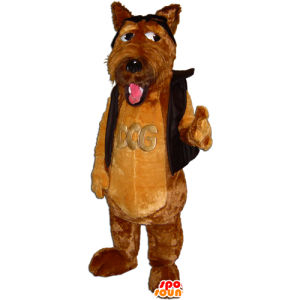 Niedlichen braunen Hund Maskottchen, weich und haarig - MASFR032248 - Hund-Maskottchen