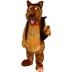 Søt brun hund maskot, mykt og hårete - MASFR032248 - Dog Maskoter